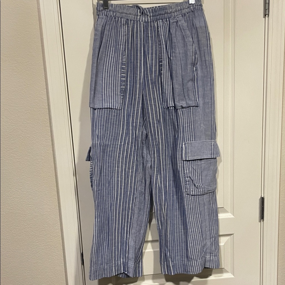 Lucky Brand Striped Blue Chic Pants Wide Leg